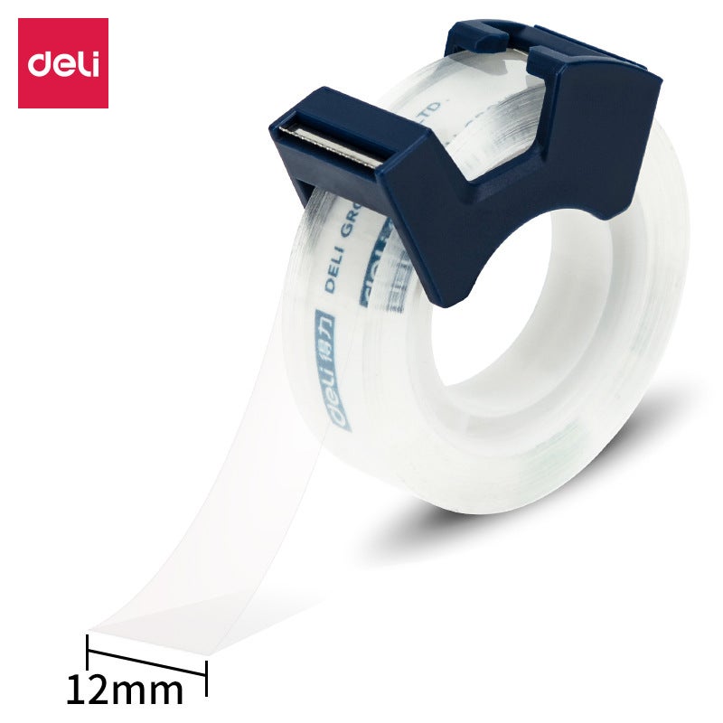Deli 30123 Small Tape 12Mm * 25Y Single Roll Tape Simple Cutter Suit Easy To Tear Transparent High Viscosity Stationery - Image 1